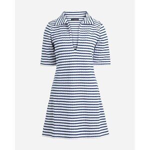 J CREW Navy White Striped Terry Towel Dress Size Large NEW NWT